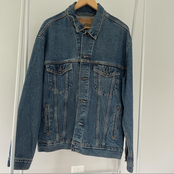 Vintage Levi Strauss Denim Jean Trucker Jacket Large Boho Concert Festival - Picture 4 of 9